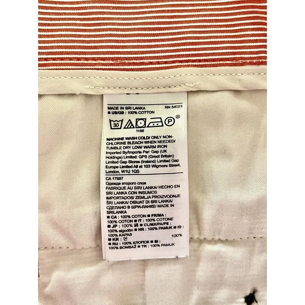 Banana Republic Aiden‎ Chino Shorts Mens Size 40 Pink-Red White Striped Pockets